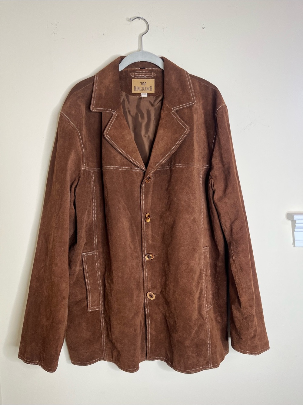 Men's King Ranch Brown Suede Button Jacket